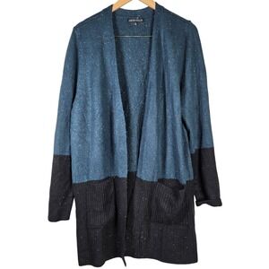 Love Ellie Open Front Cardigan Blue Black Color Block Colorful Confetti‎ XL NWOT